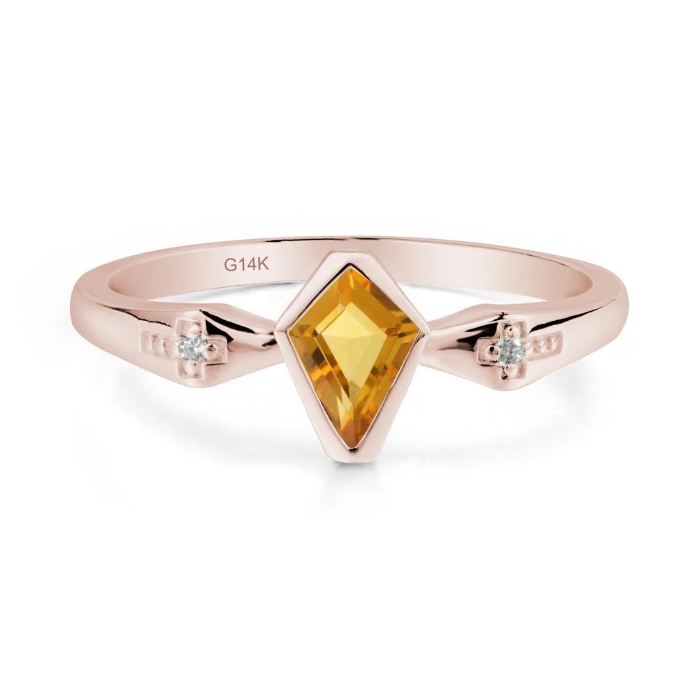 Gothic Kite Shaped Citrine Ring - Image 6