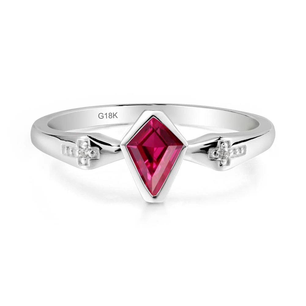 Gothic Kite Shaped Ruby Cross Ring - Image 2