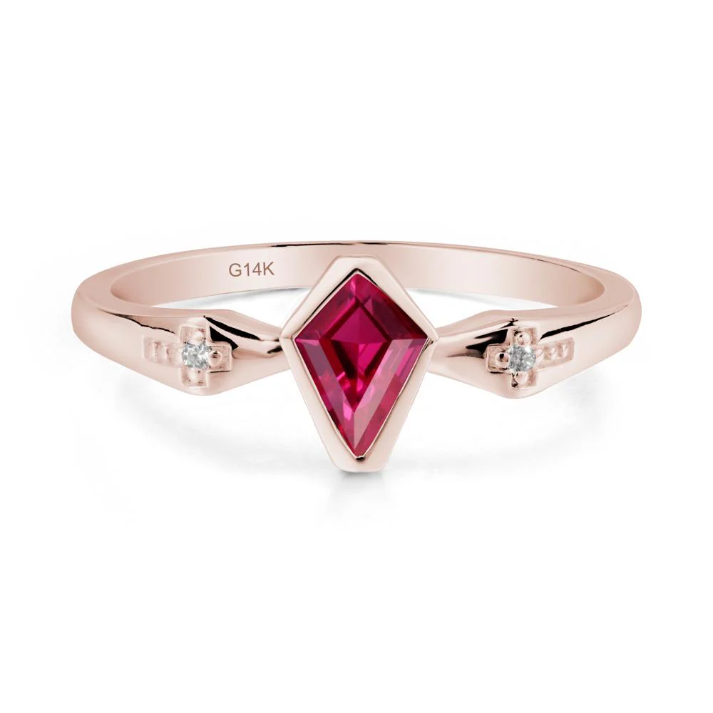 Gothic Kite Shaped Ruby Cross Ring - Image 3
