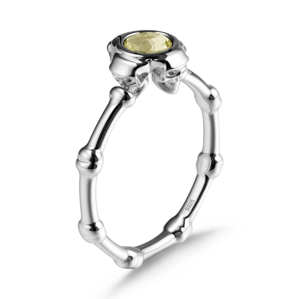Gothic Lemon Quartz Skull Ring - Image 9