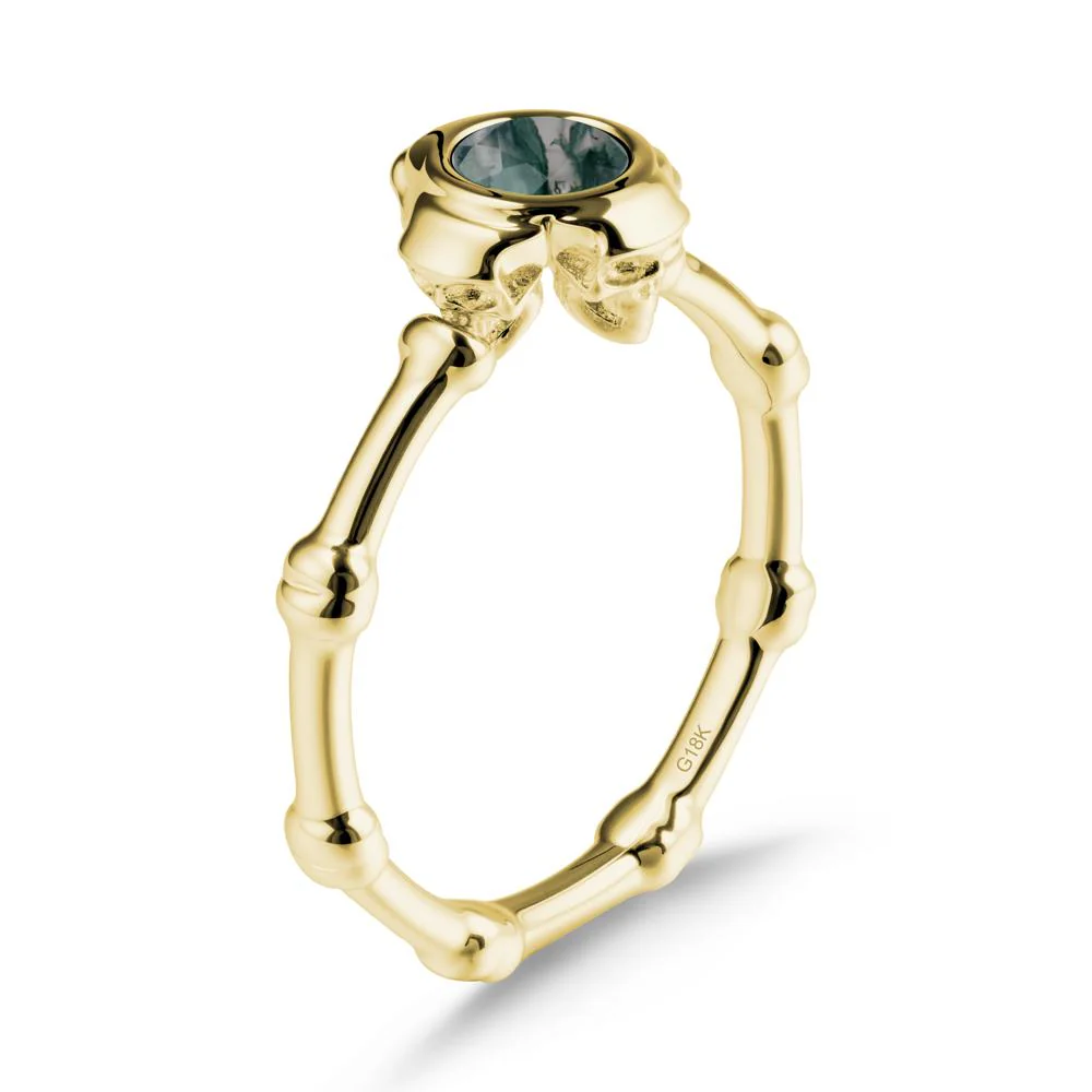 Gothic Moss Agate Skull Ring - Image 7