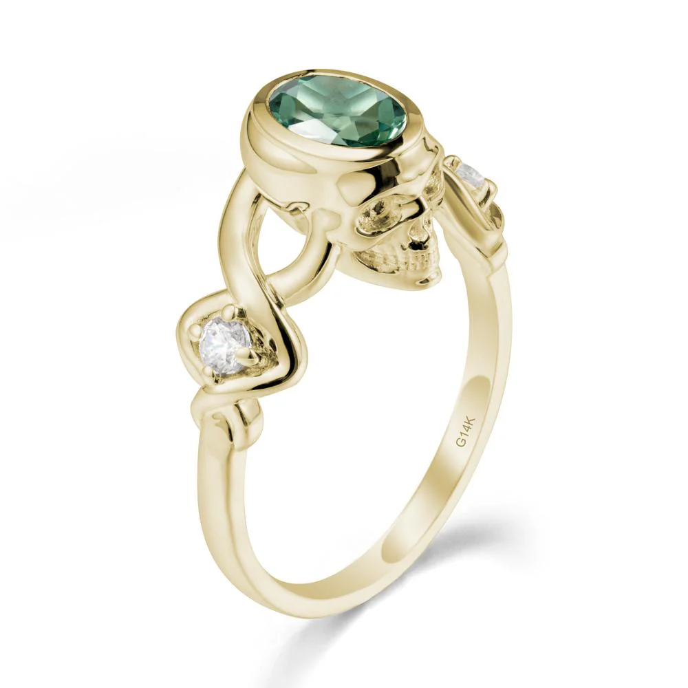 Gothic Skull Green Sapphire Ring