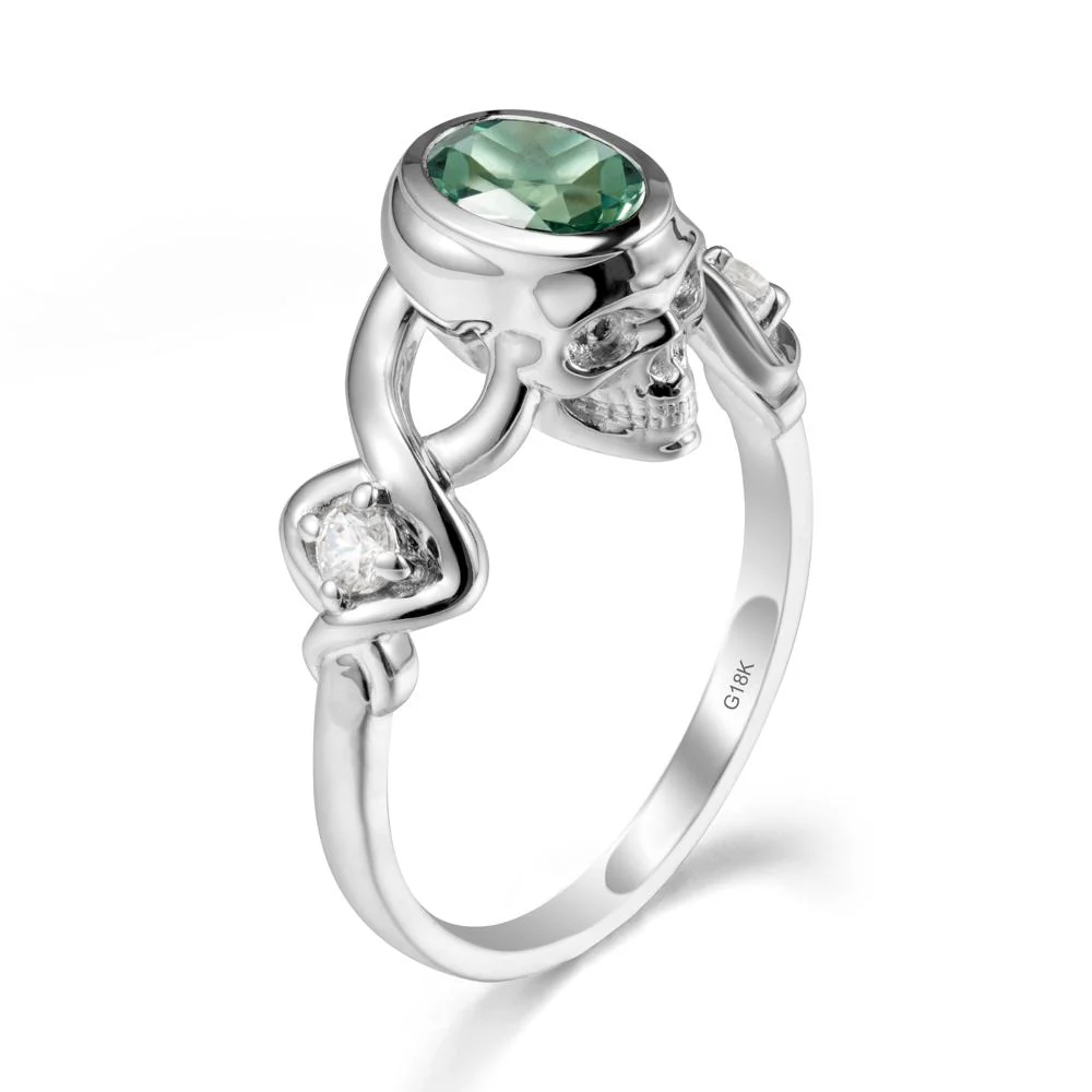 Gothic Skull Green Sapphire Ring - Image 5