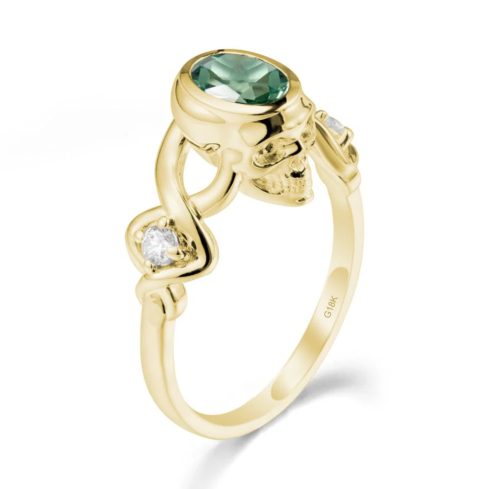 Gothic Skull Green Sapphire Ring - Image 6