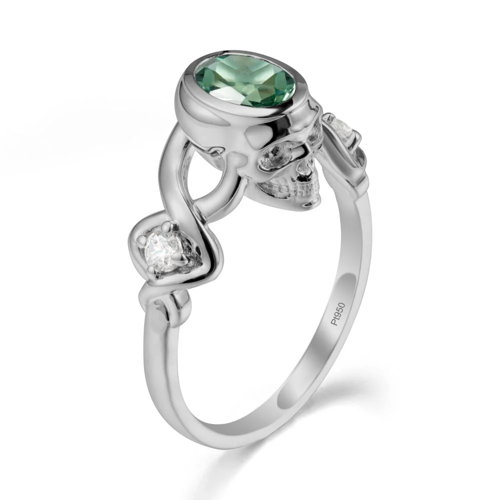 Gothic Skull Green Sapphire Ring - Image 8