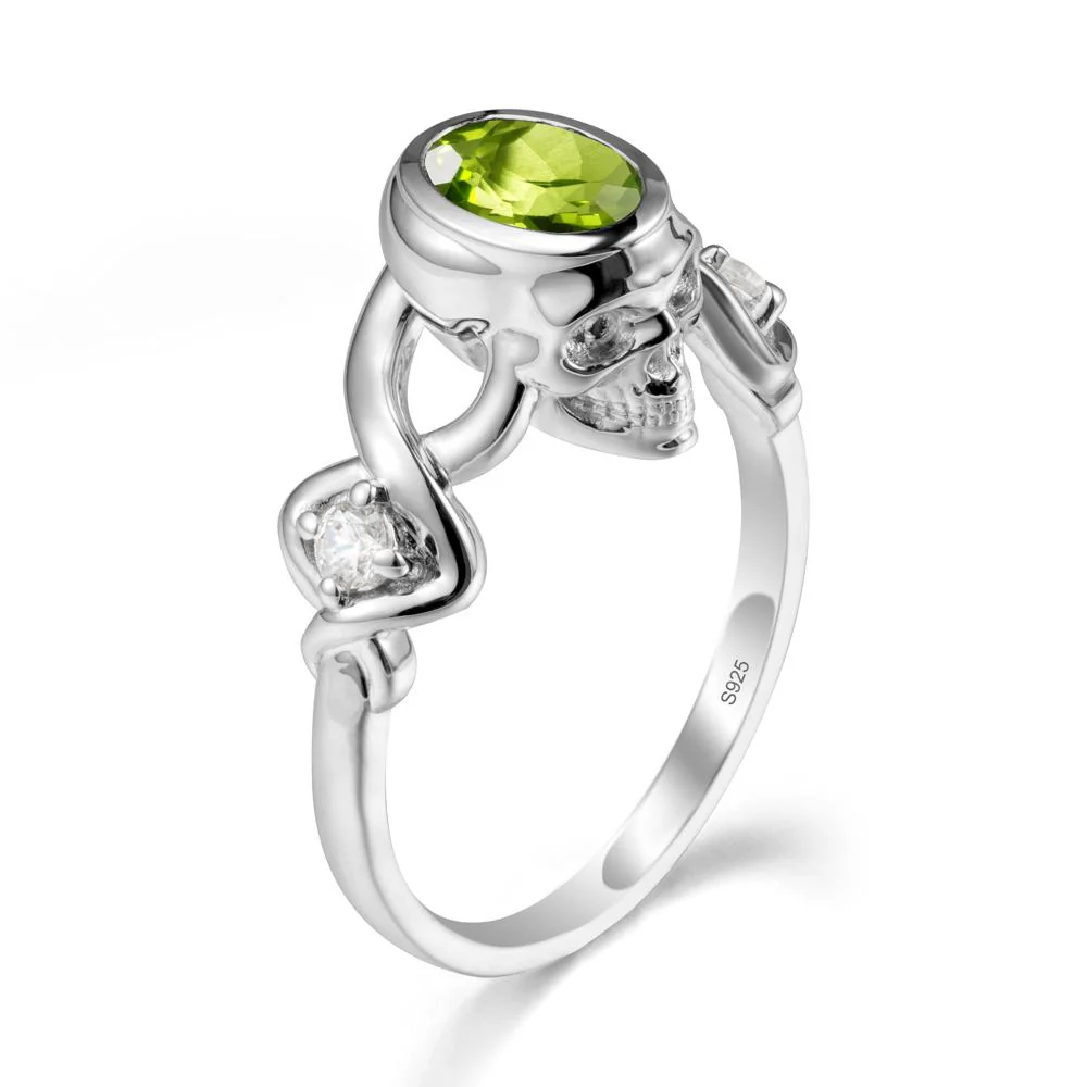 Gothic Skull Peridot Ring