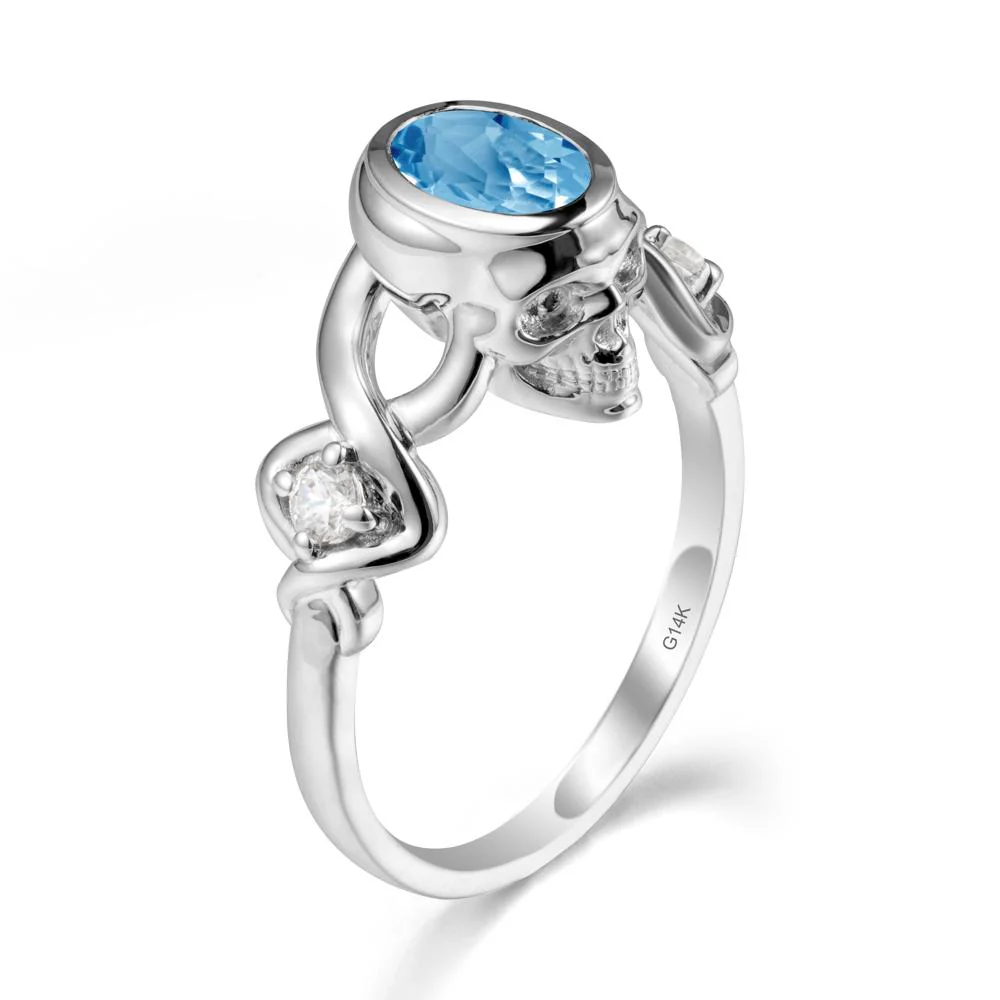 Gothic Skull Swiss Blue Topaz Ring - Image 3