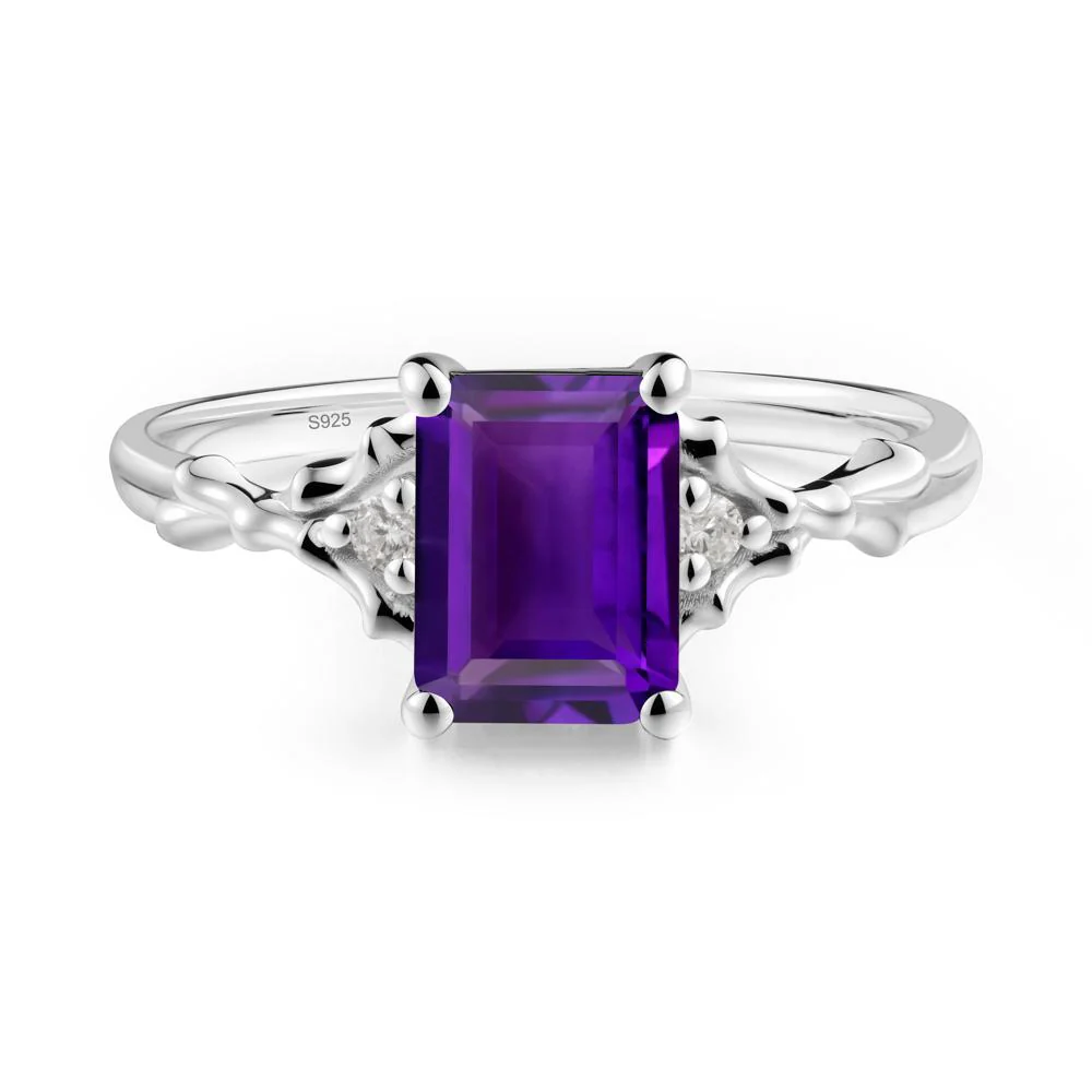 Gothic Thorn Amethyst Twist Ring for Her - Image 2