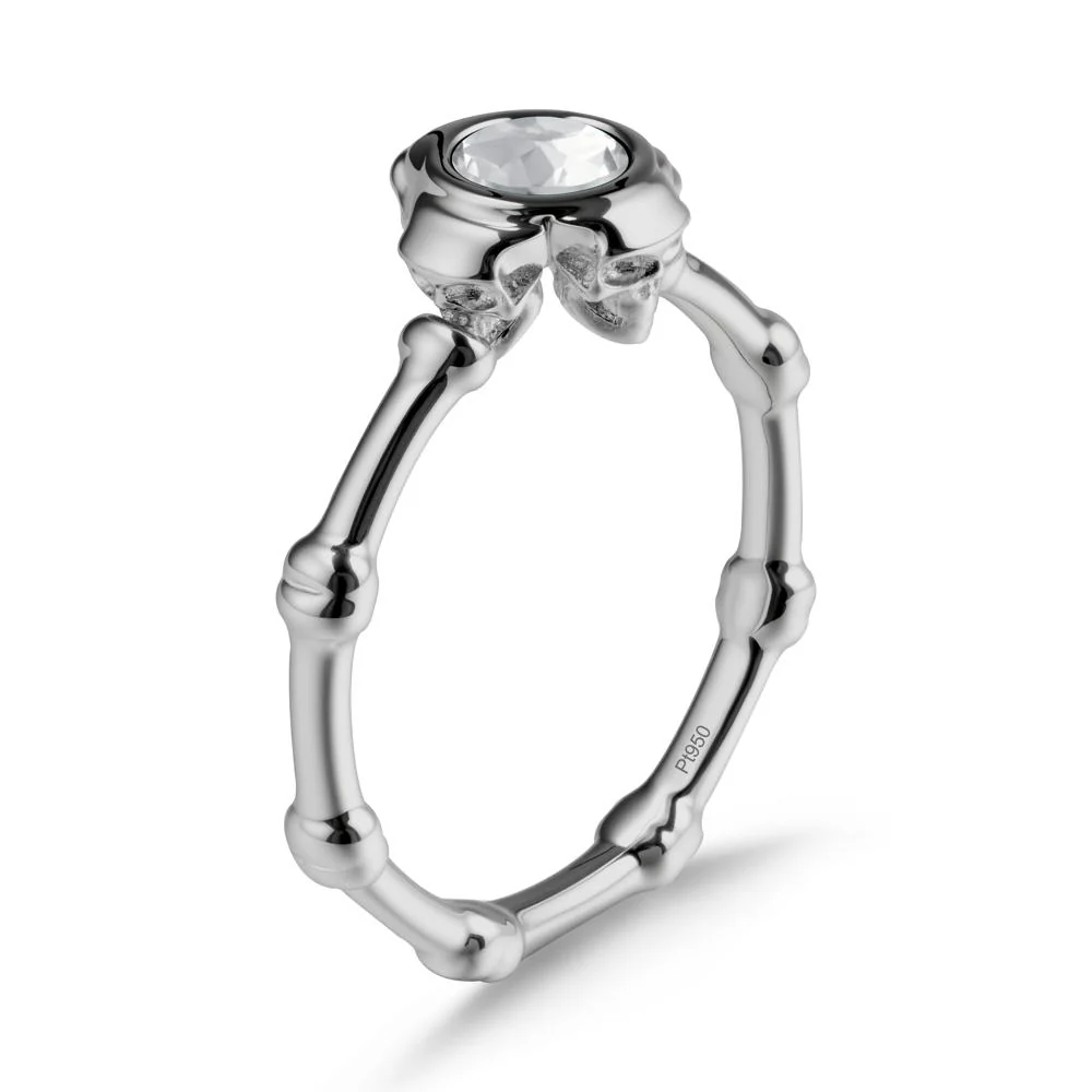 Gothic White Topaz Skull Ring - Image 8