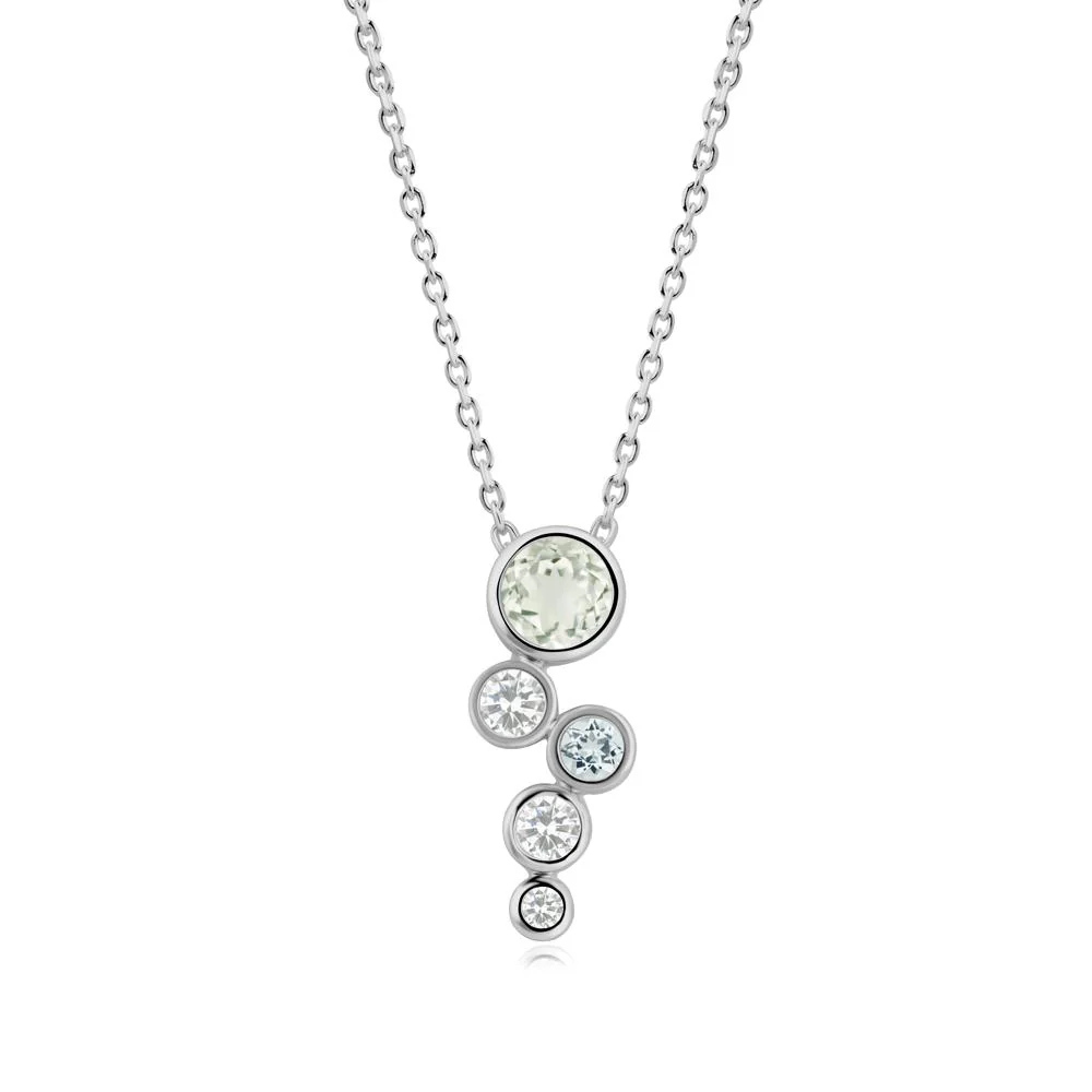 Graduated Drop Green Amethyst Necklace