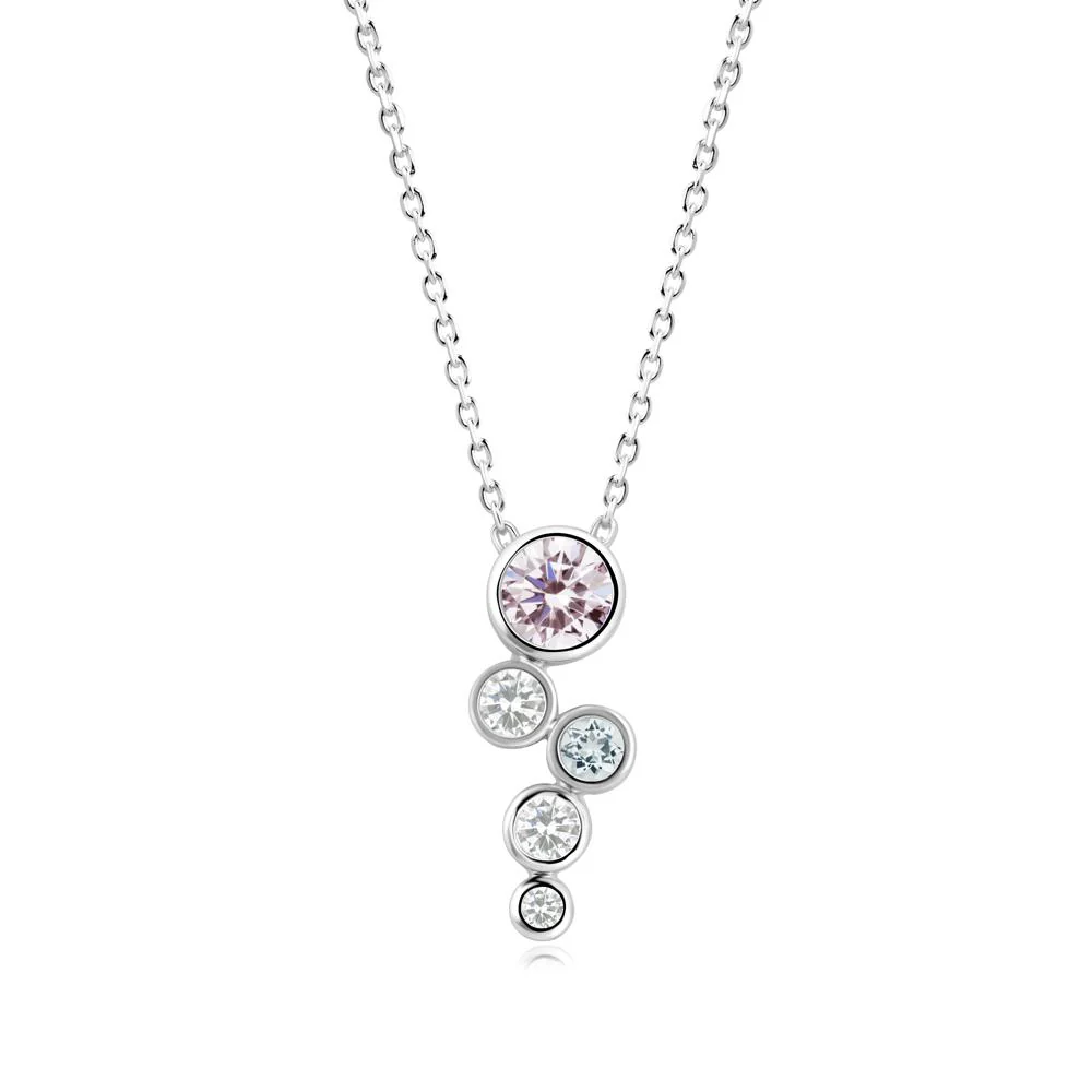 Graduated Drop Pink Cubic Zirconia Necklace - Image 5