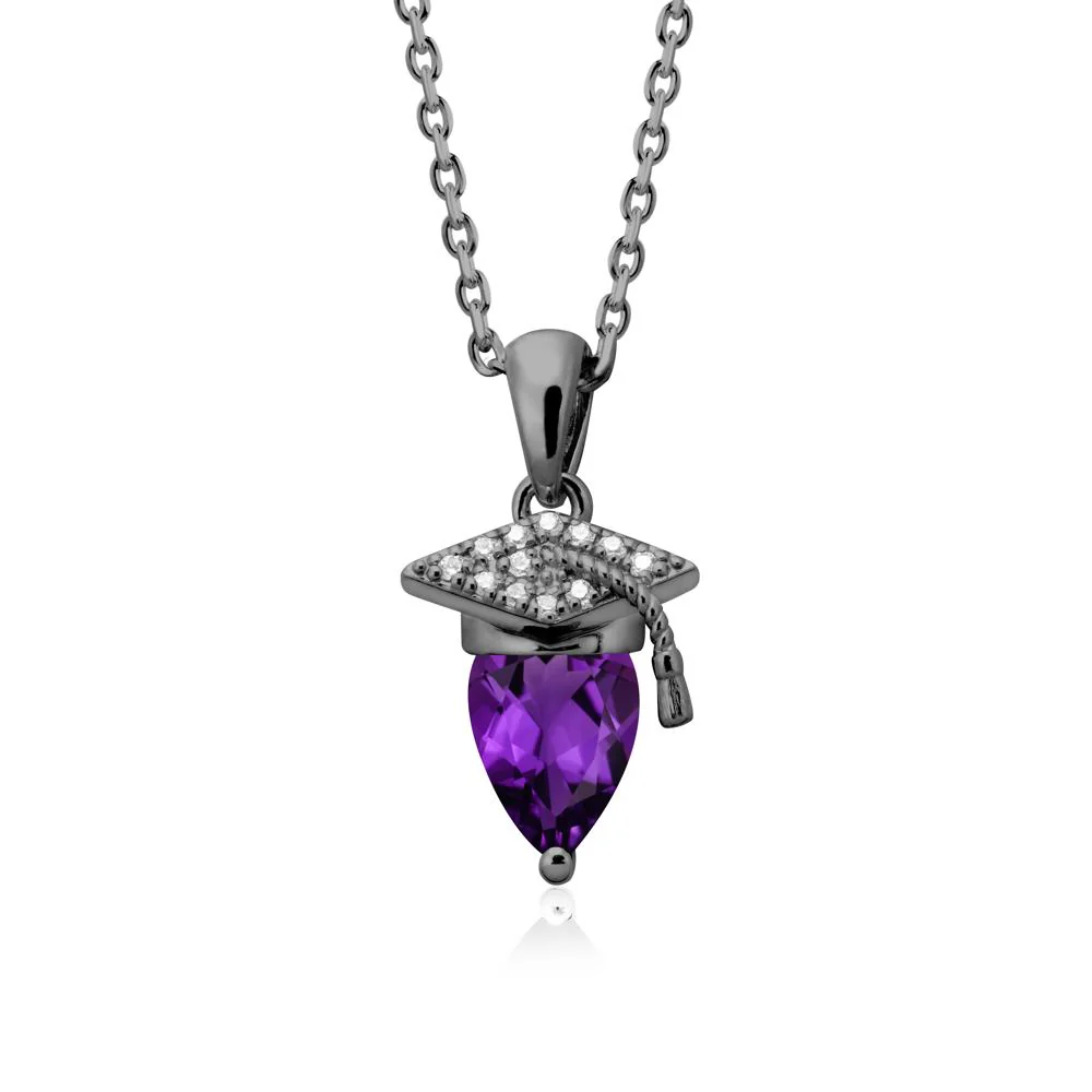 Graduation Cap Amethyst Pendant Necklace - Image 7