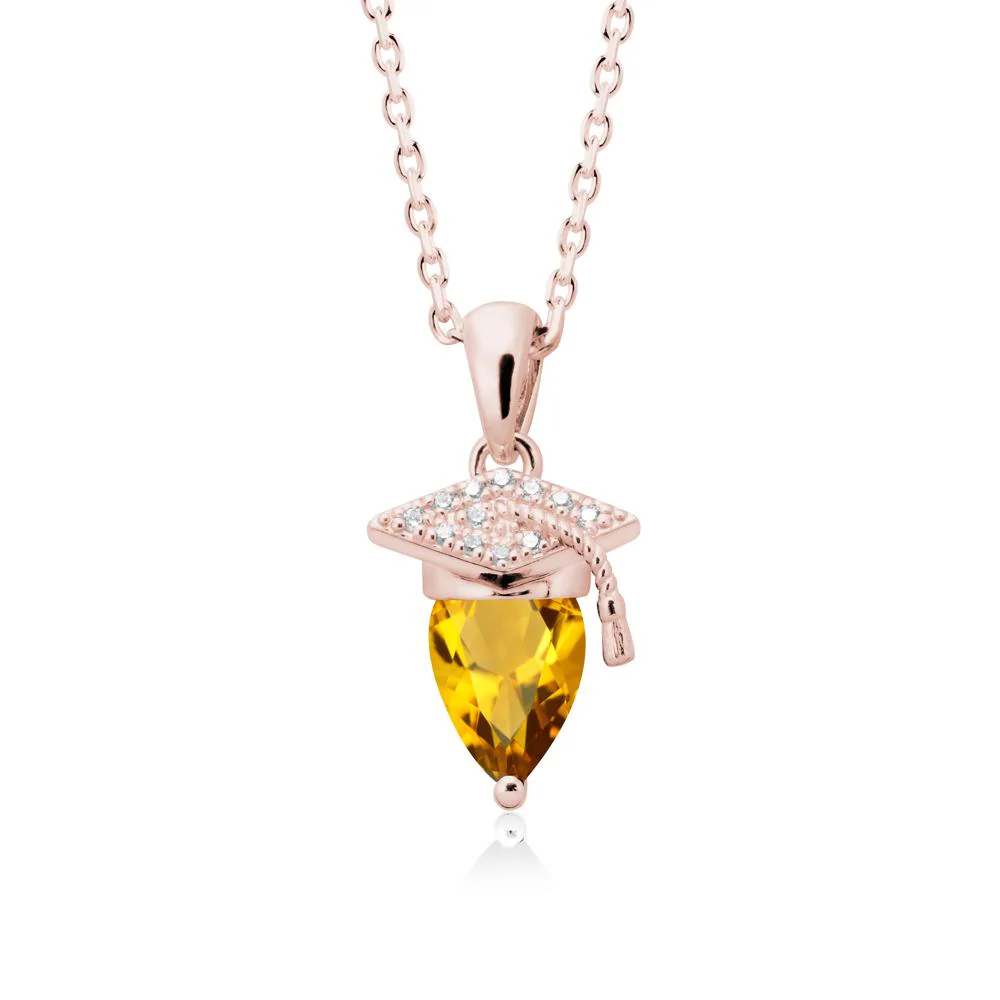 Graduation Cap Citrine Pendant Necklace - Image 5