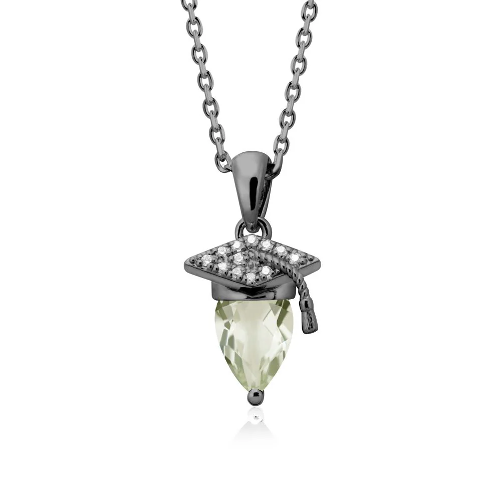 Graduation Cap Green Amethyst Pendant Necklace - Image 7