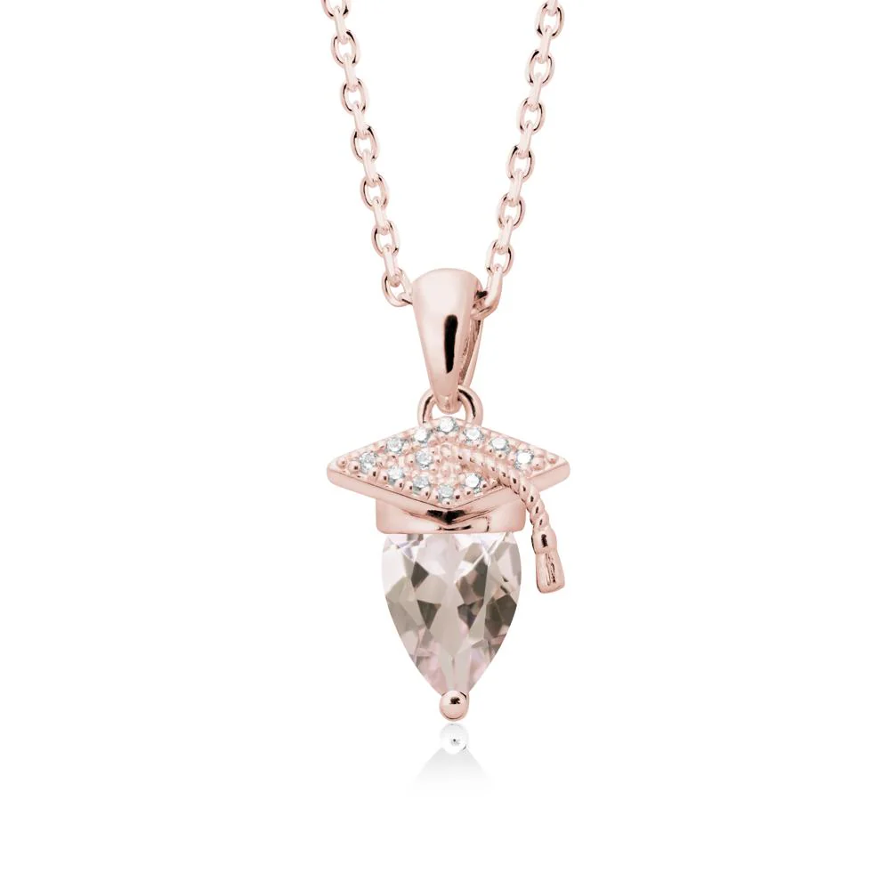Graduation Cap Morganite Pendant Necklace - Image 5