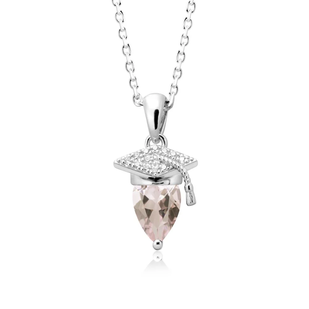 Graduation Cap Morganite Pendant Necklace - Image 6