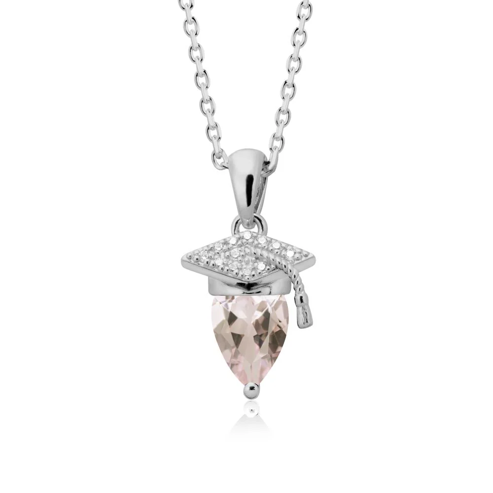 Graduation Cap Morganite Pendant Necklace - Image 8