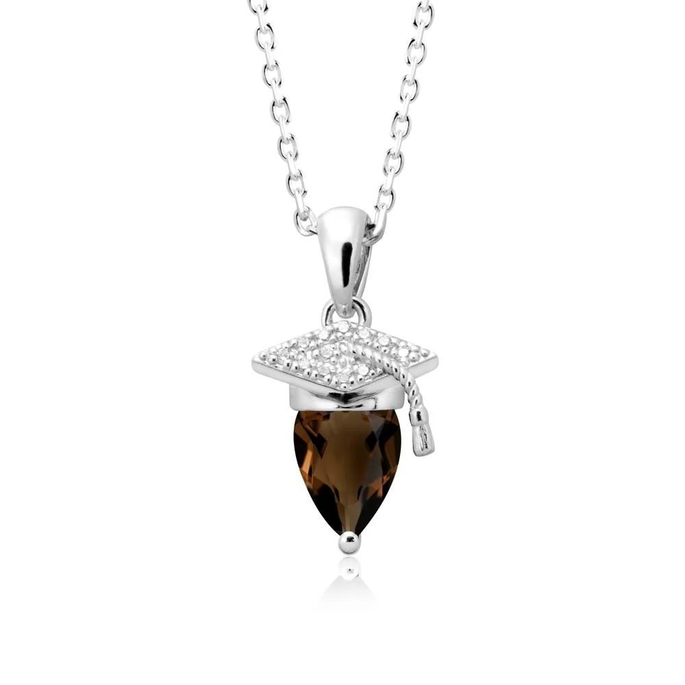 Graduation Cap Smoky Quartz Pendant Necklace - Image 5