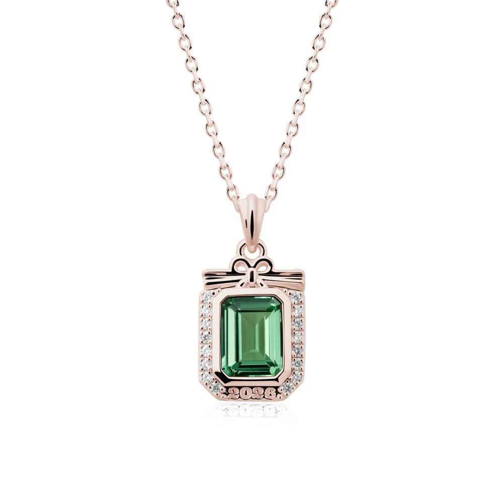 Graduation Halo Green Sapphire Necklace - Image 2