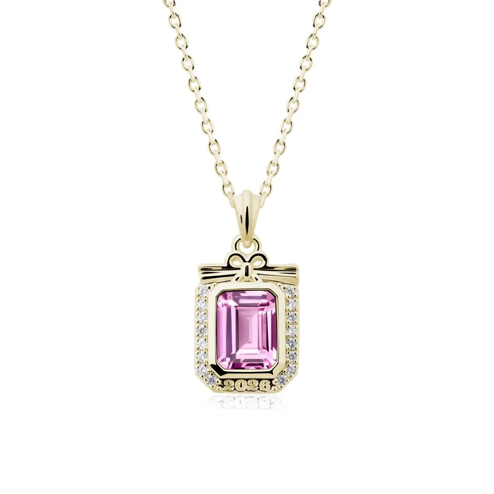 Graduation Halo Pink Sapphire Necklace - Image 4