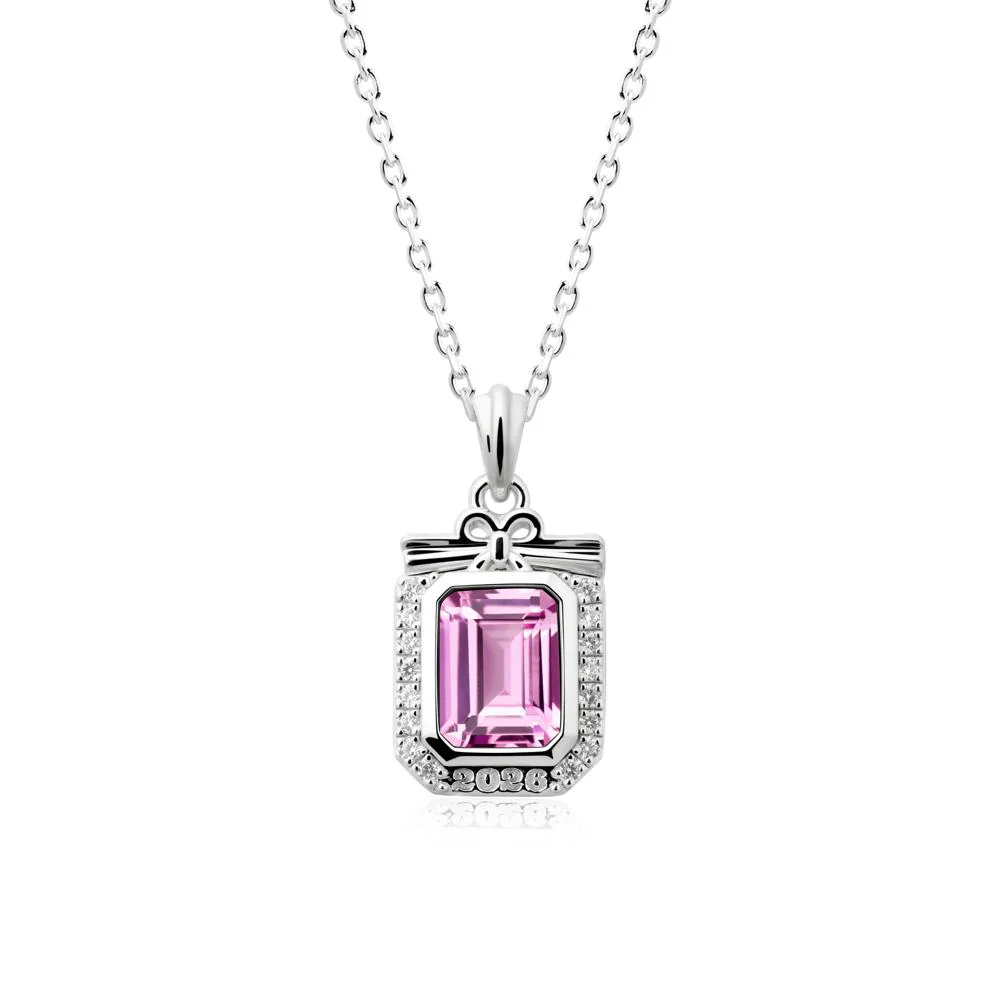 Graduation Halo Pink Sapphire Necklace - Image 6