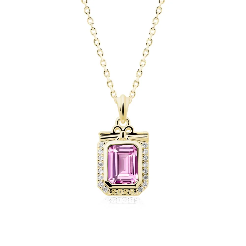Graduation Halo Pink Sapphire Necklace - Image 7