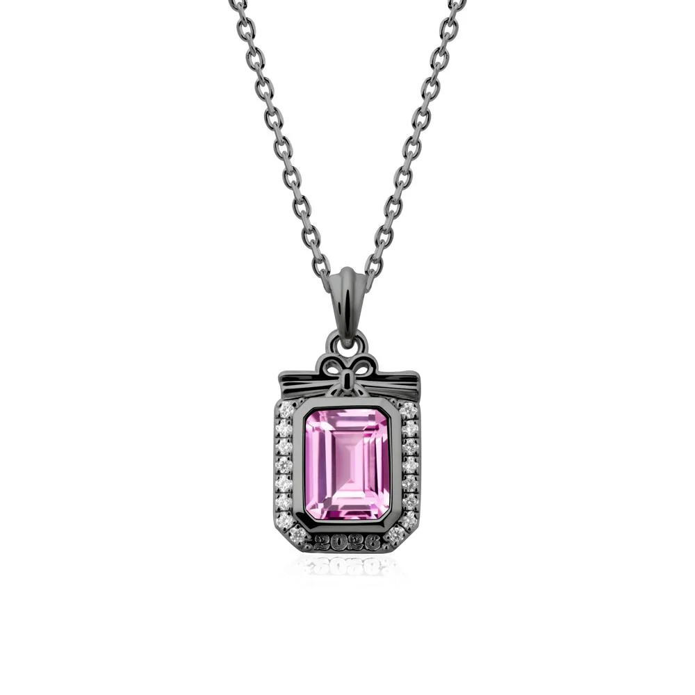 Graduation Halo Pink Sapphire Necklace - Image 8
