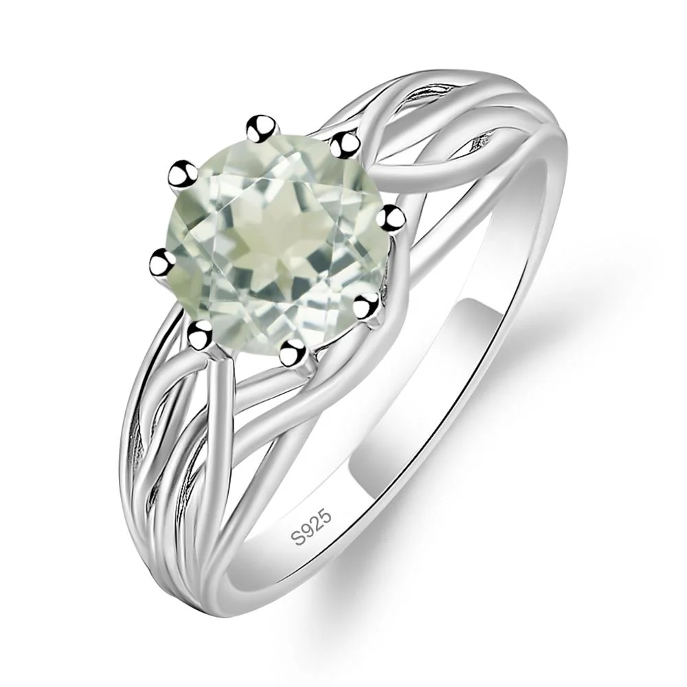 Green Amethyst Intertwined Ring - Image 2