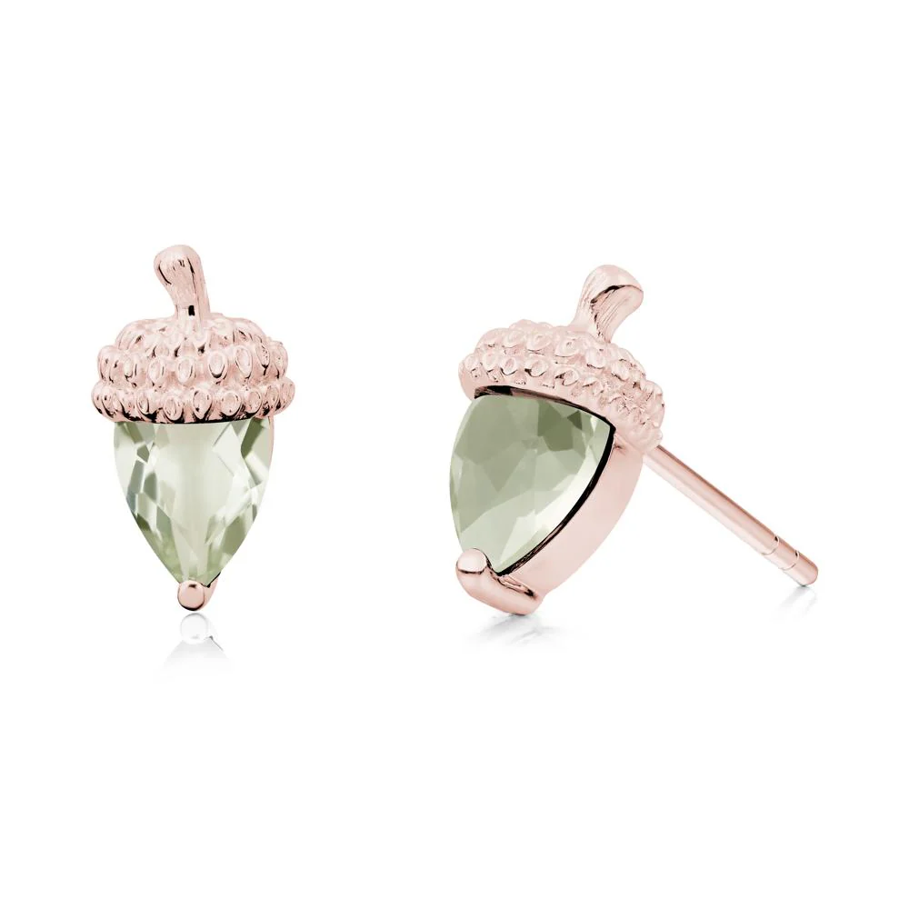 Green Amethyst Acorn Earrings - Image 4