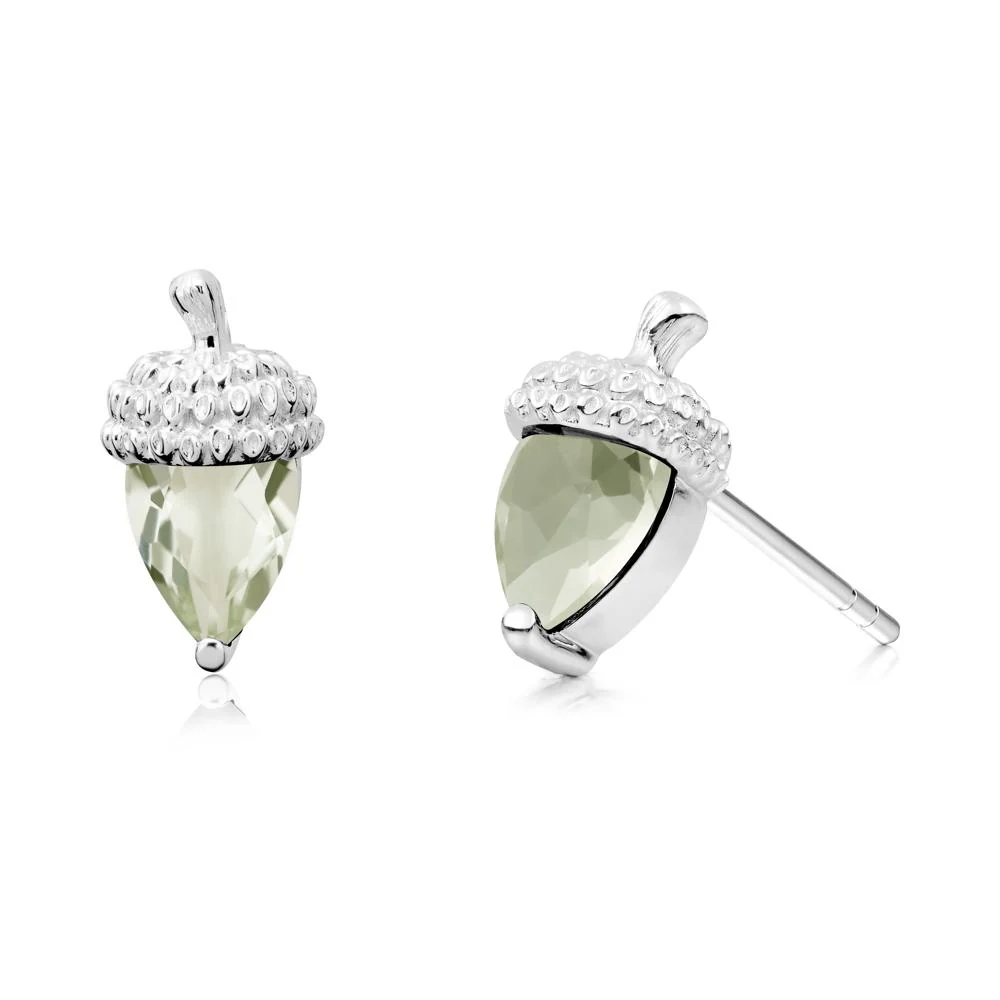 Green Amethyst Acorn Earrings - Image 5