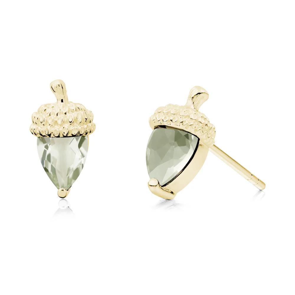 Green Amethyst Acorn Earrings - Image 9