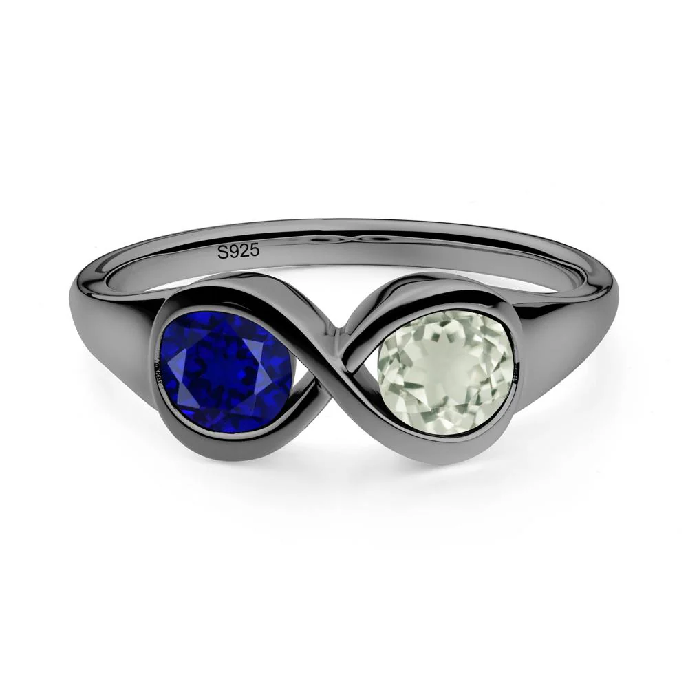 Green Amethyst and Sapphire Toi Et Moi Infinity Ring - Image 7