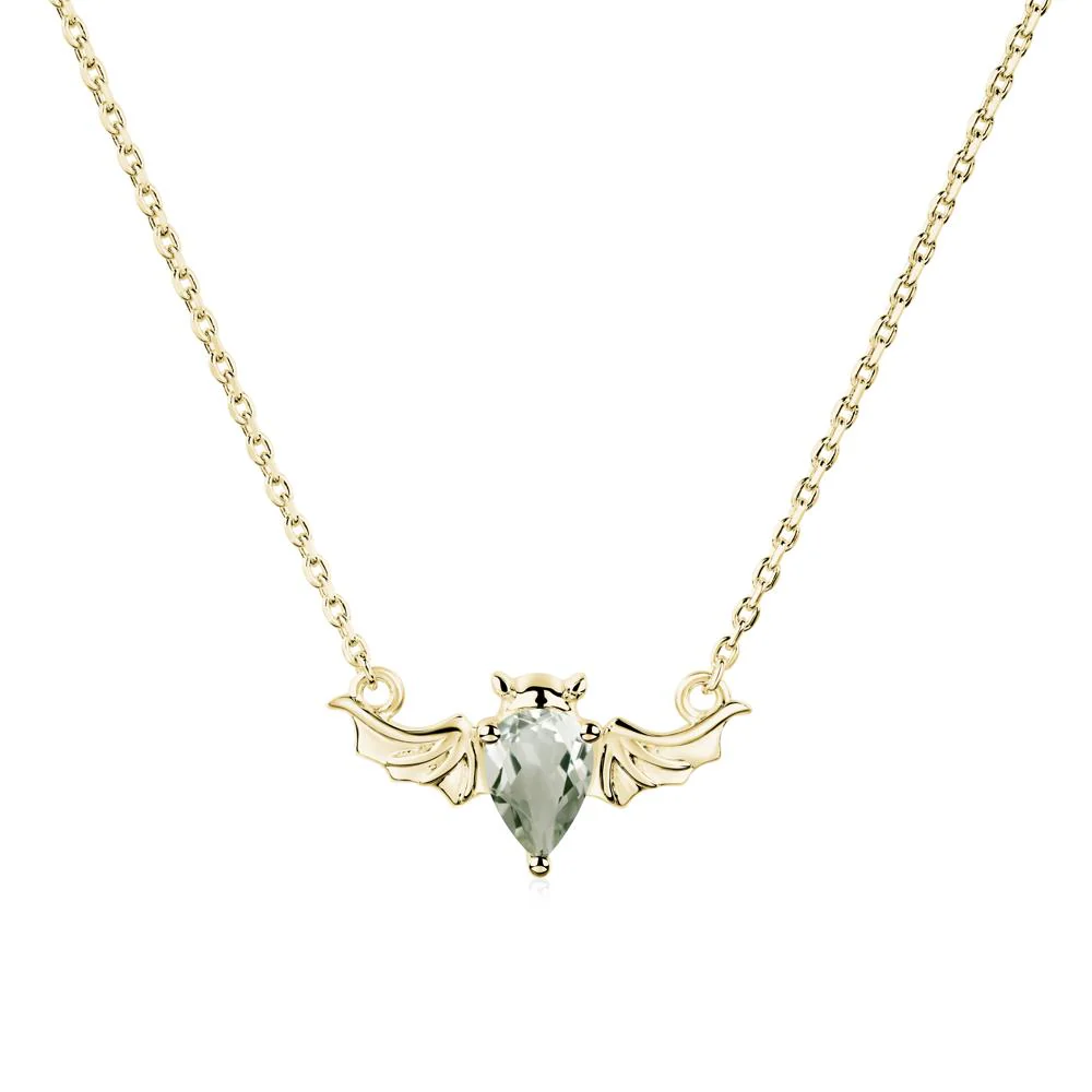 Green Amethyst Bat Necklace - Image 6
