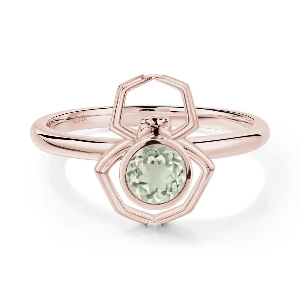 Green Amethyst Bezel Set Spider Ring - Image 5
