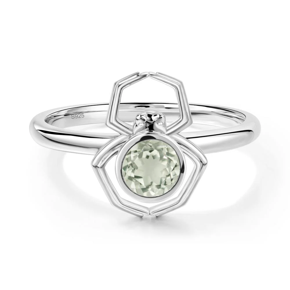 Green Amethyst Bezel Set Spider Ring - Image 9
