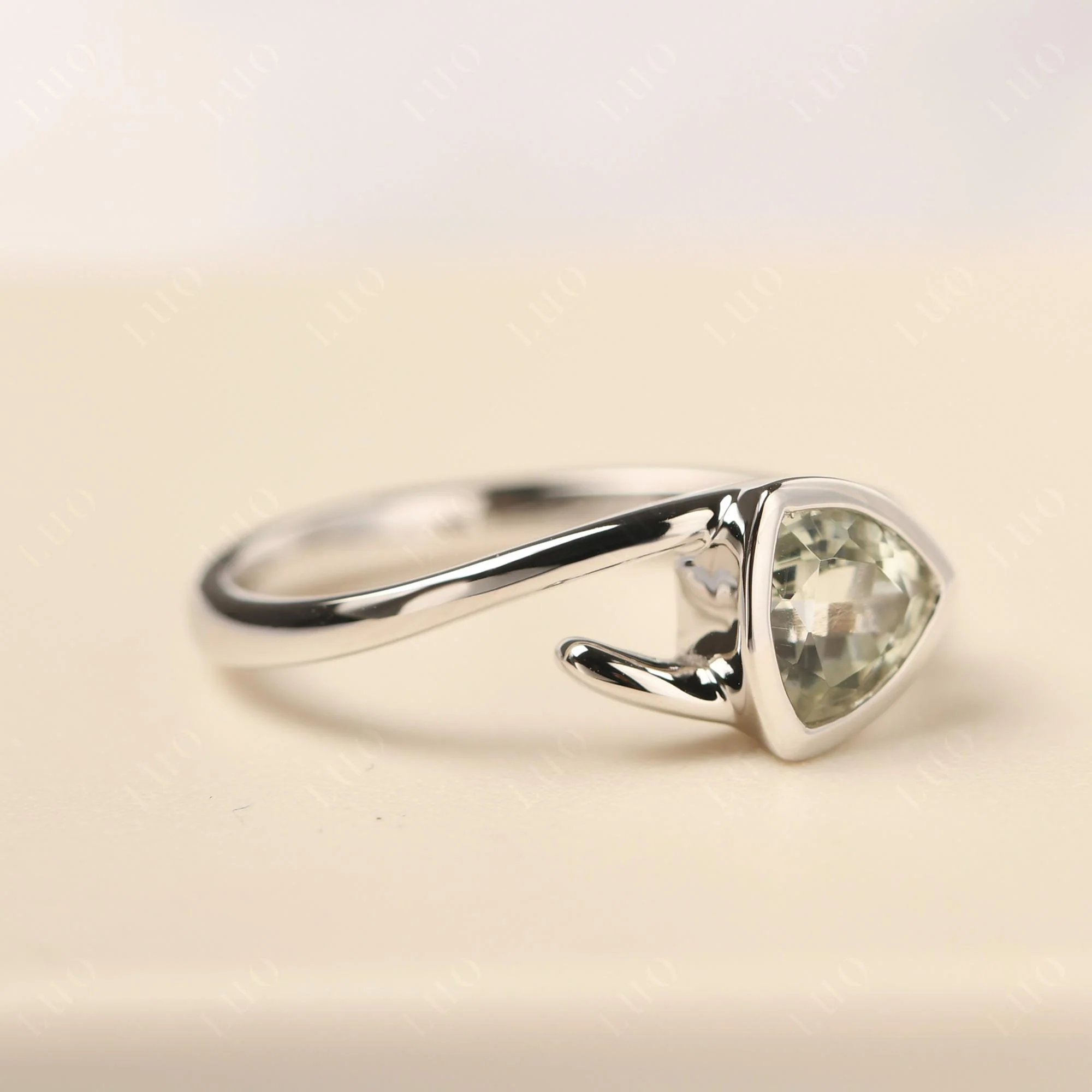 Bezel Set Green Amethyst Ring - Image 11