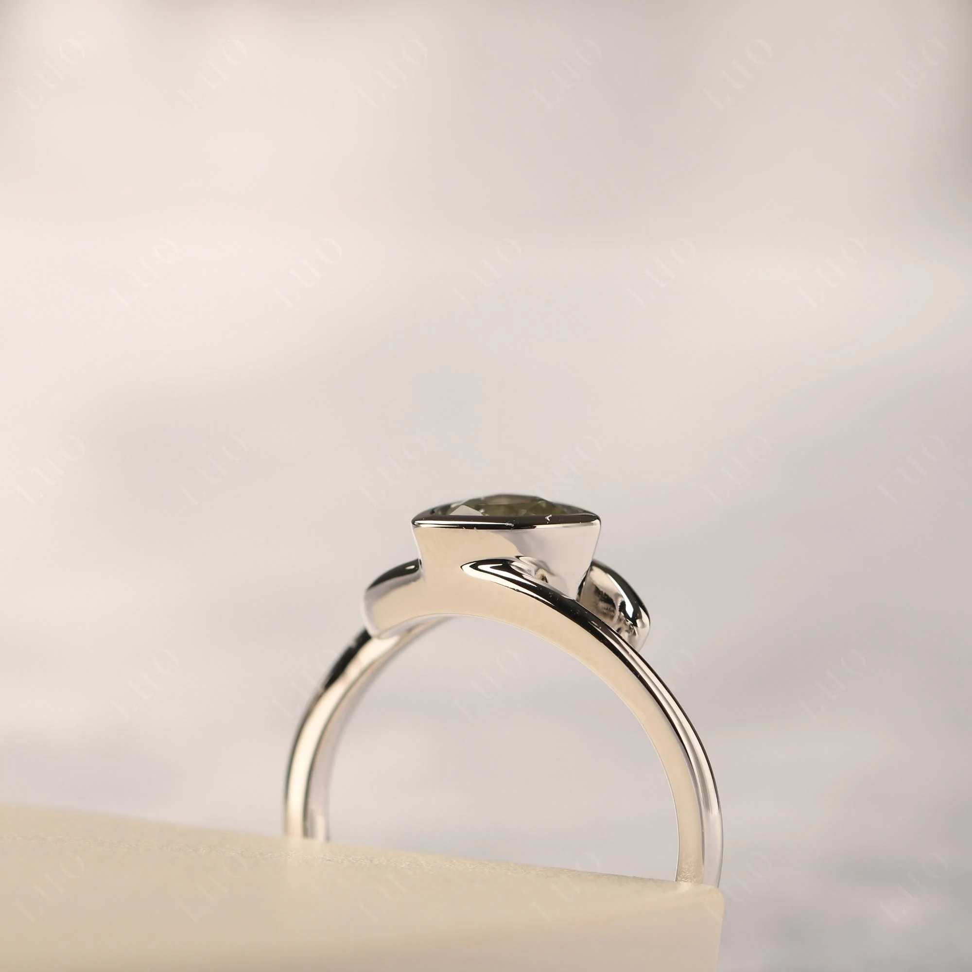 Bezel Set Green Amethyst Ring - Image 13