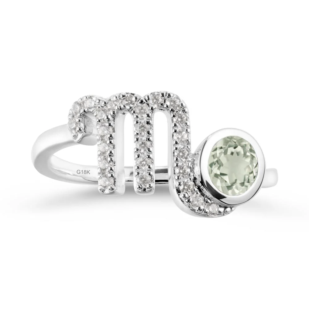 Green Amethyst Bypass Scorpio Zodiac Ring-Resourceful & Brave - Image 5