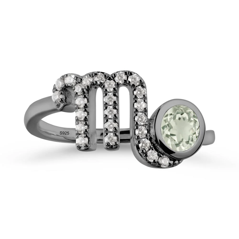 Green Amethyst Bypass Scorpio Zodiac Ring-Resourceful & Brave - Image 7
