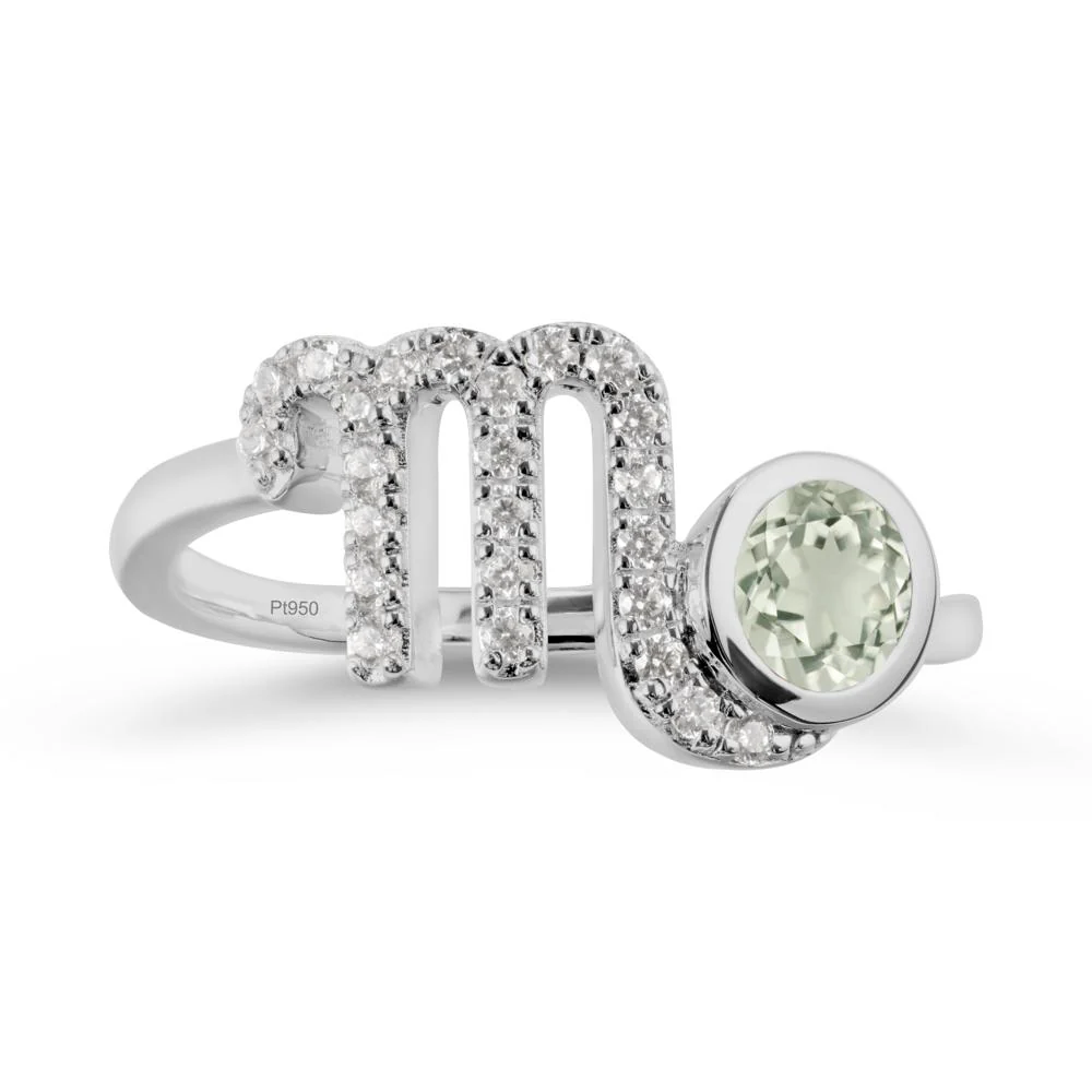 Green Amethyst Bypass Scorpio Zodiac Ring-Resourceful & Brave - Image 8