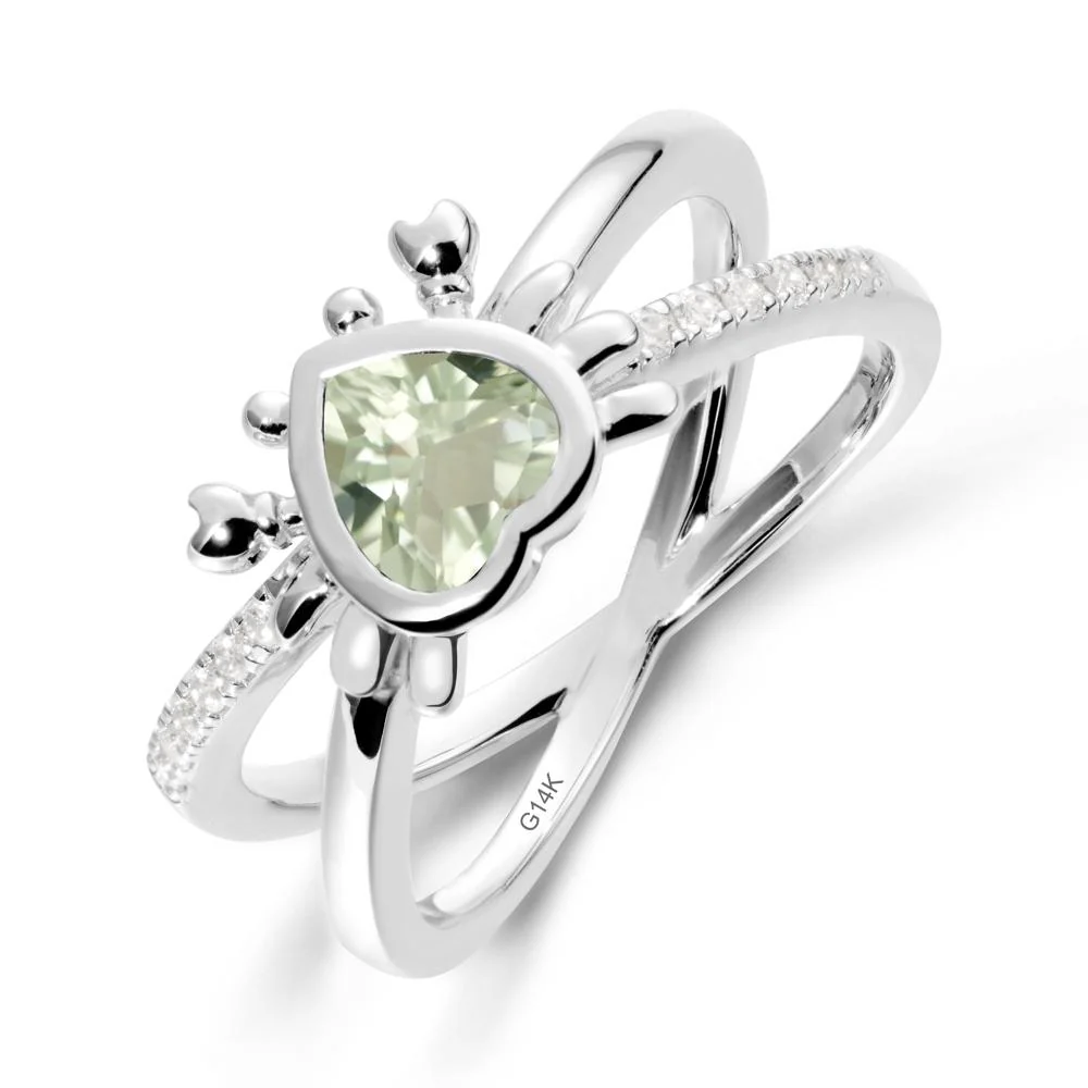 Green Amethyst Criss Cross Double Band Crab Ring - Image 2