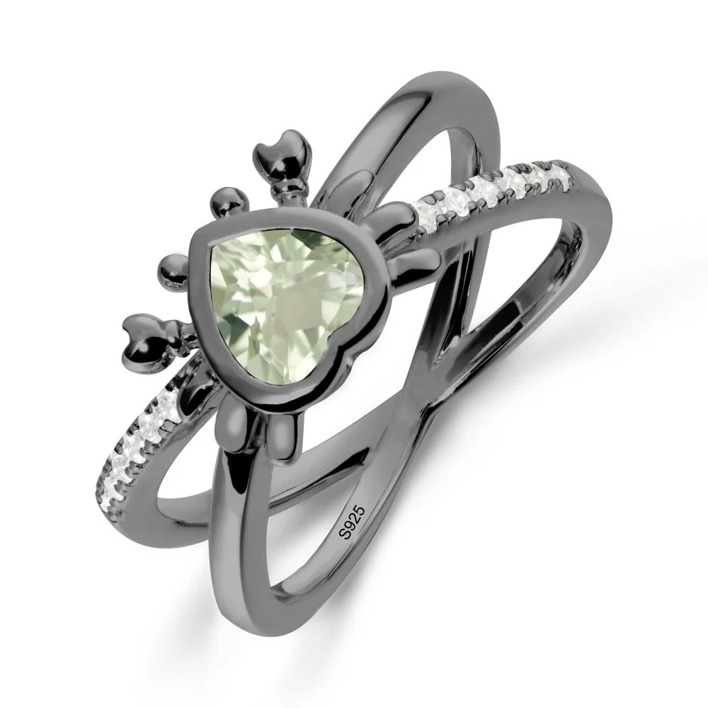 Green Amethyst Criss Cross Double Band Crab Ring - Image 7