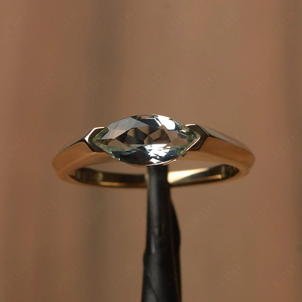Green Amethyst East West Marquise Engagement Ring - Image 10