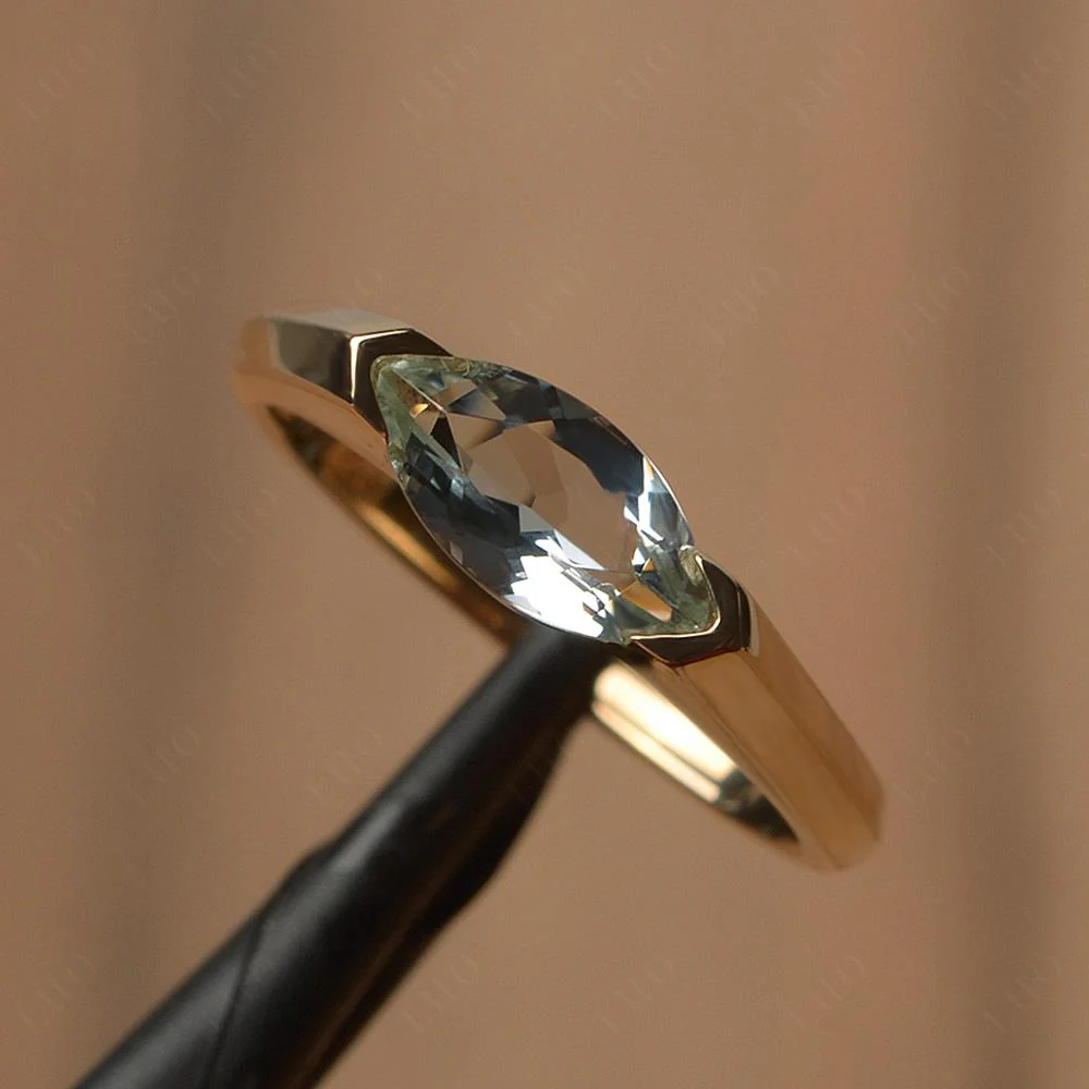 Green Amethyst East West Marquise Engagement Ring - Image 11