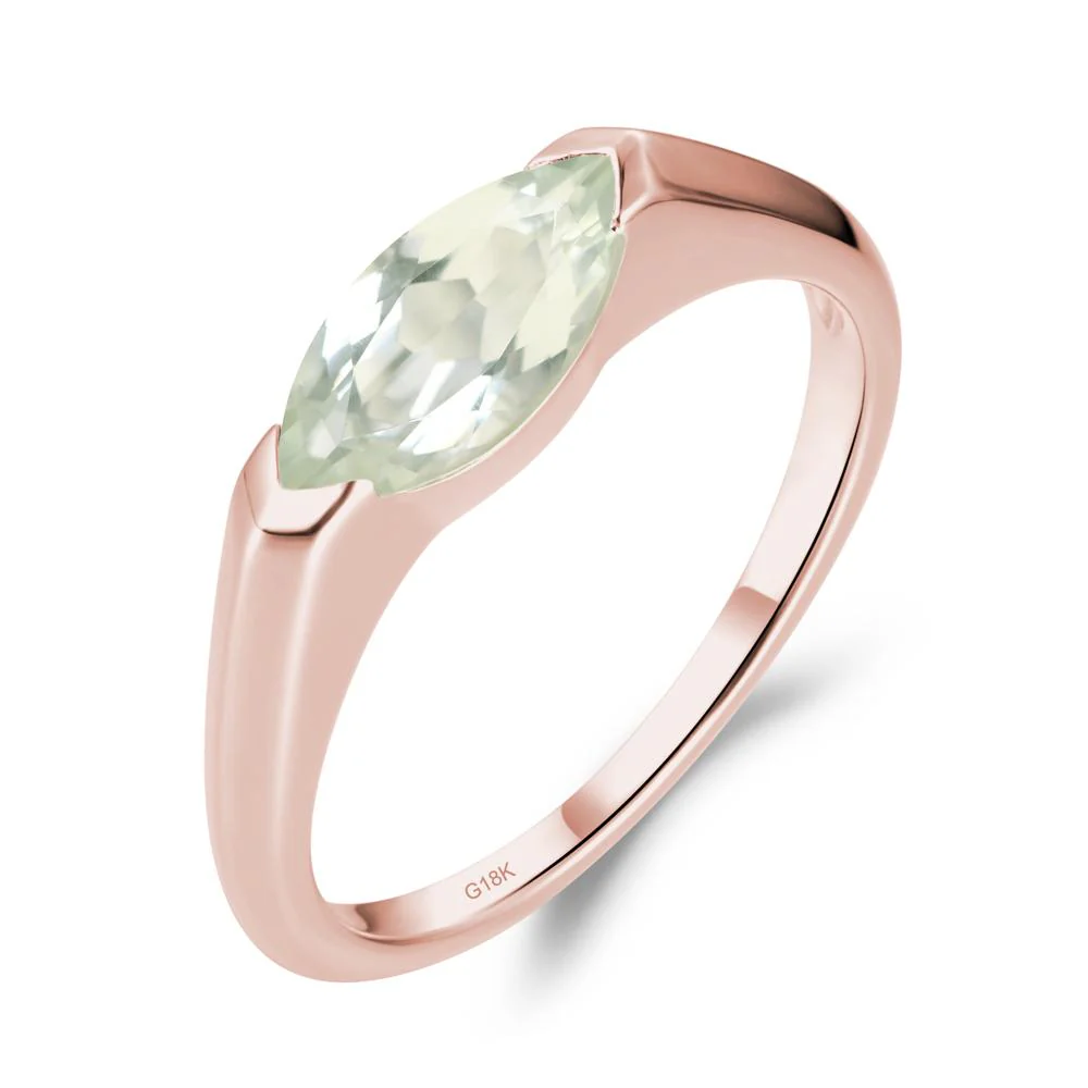 Green Amethyst East West Marquise Engagement Ring - Image 3