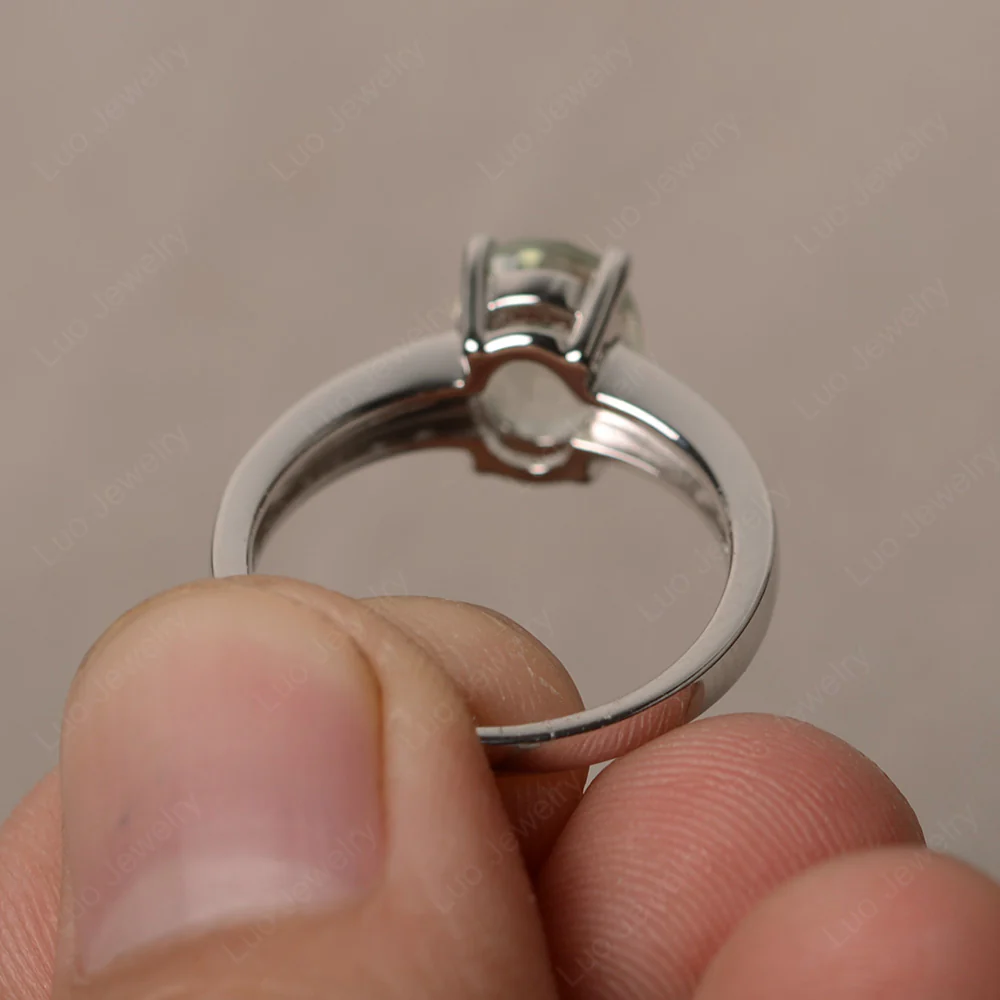 Classic Oval Green Amethyst Engagement Ring - Image 4