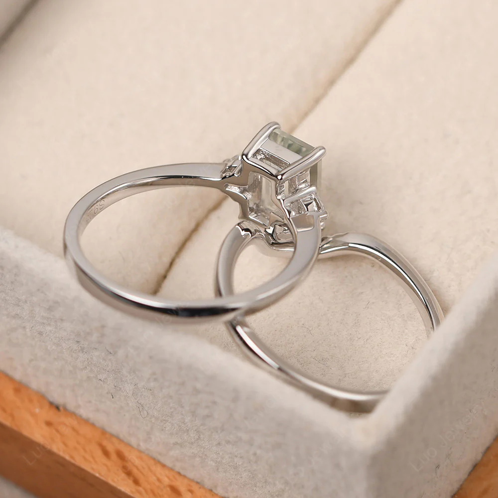 Green Amethyst Engagement Ring with Band - Image 4
