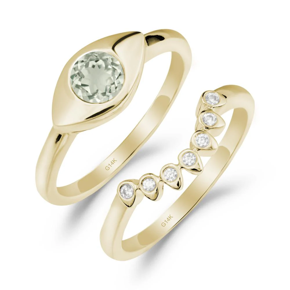 Green Amethyst Evil Eye Ring Set - Image 3