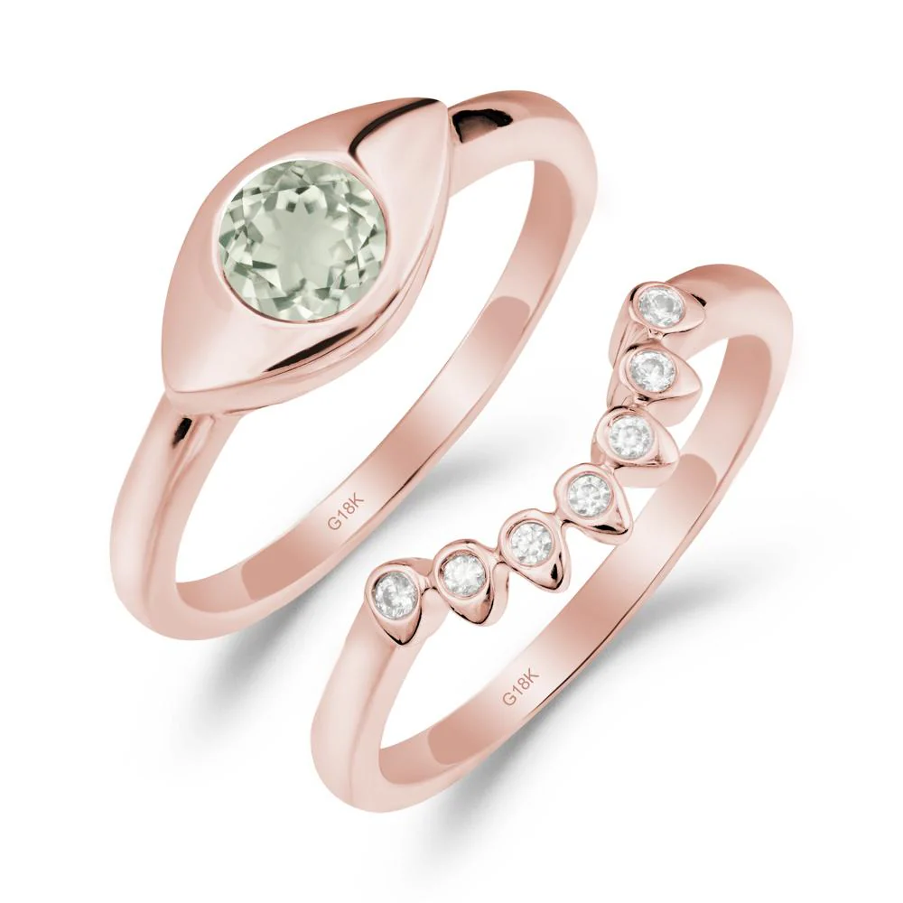 Green Amethyst Evil Eye Ring Set - Image 4