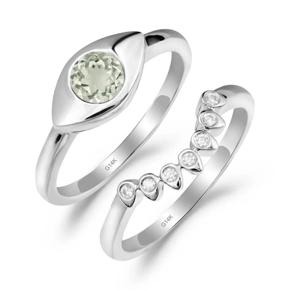 Green Amethyst Evil Eye Ring Set - Image 6